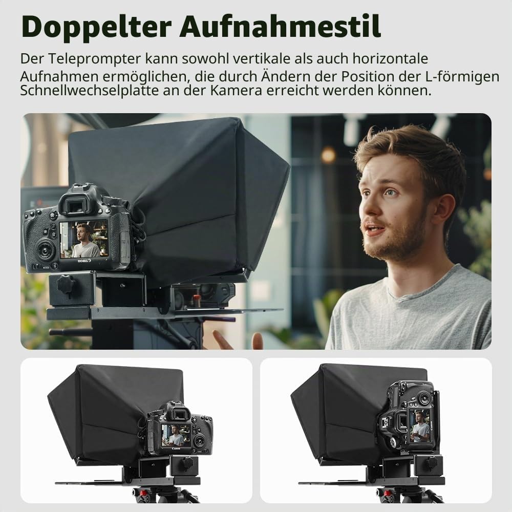 Ambitful T14Pro Teleprompter für Kamera, iPad, Android-Tablet, Smartphone, App-Steuerung/keine Monta