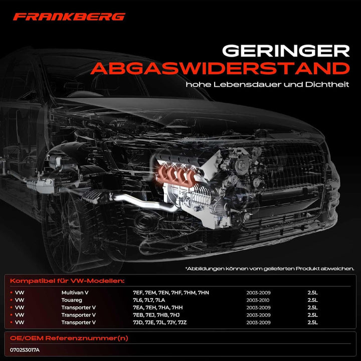 Frankberg 1x Abgaskrümmer Auspuff Krümmer Kompatibel mit M.u.l.t.i.v.a.n V 7EF 7EM 7EN 7HF 7HM 7HN 2