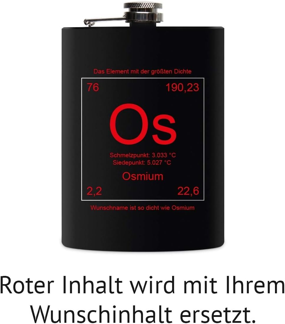 Flachmann Edelstahl Schwarz Matt 237 ml 8 oz individuelle Gravur in Silber - Grösste Dichte, Grösste