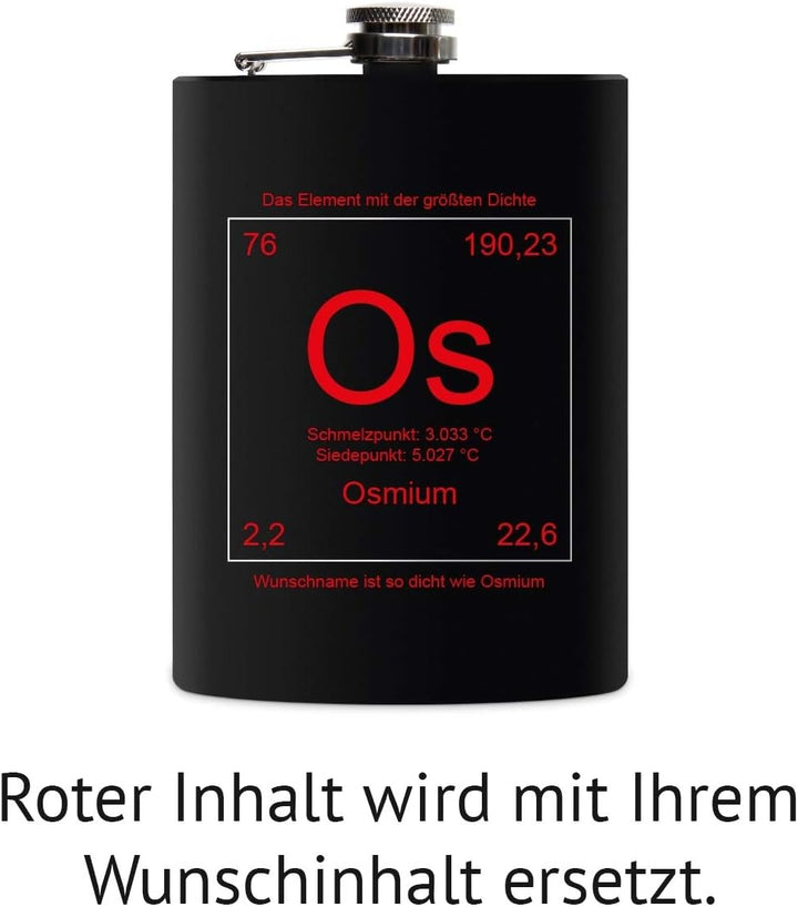 Flachmann Edelstahl Schwarz Matt 237 ml 8 oz individuelle Gravur in Silber - Grösste Dichte, Grösste