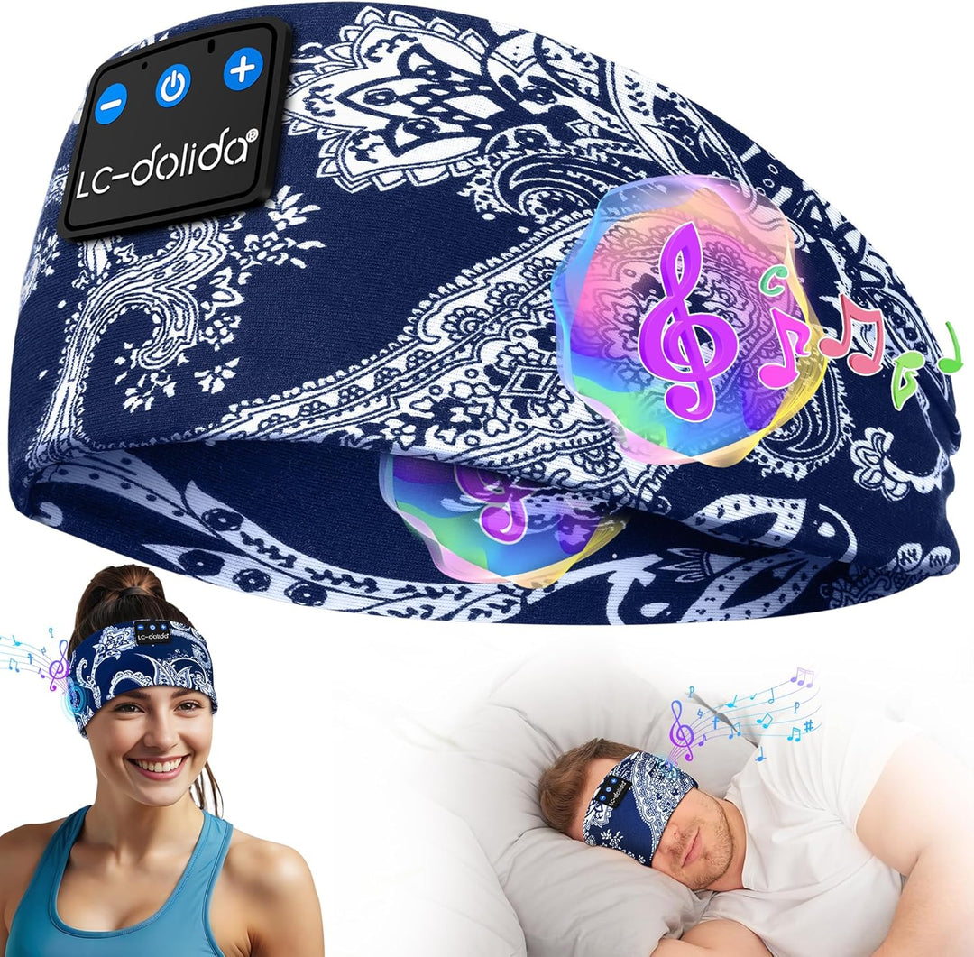 LC-dolida Schlafkopfhörer Bluetooth Schlafen Kopfhörer, Kabellos Sport-Kopfhörer Stirnband 15+ Stund