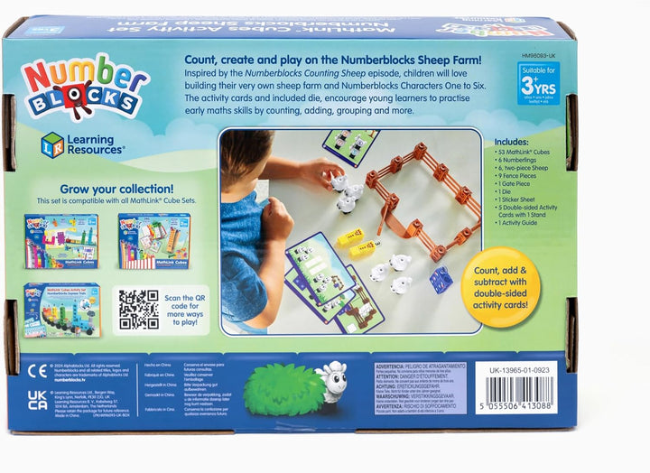 Learning Resources MathLink Würfelset Numberblocks Bauernhof mit Schafen, Alter 3 4 5 6, CBeebies Sp