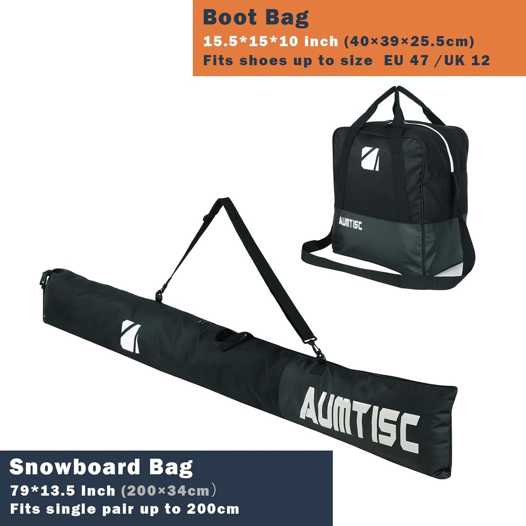 AUMTISC Skitasche und Skischuhtasche Combo - Skitaschen für Flugreisen - gepolsterte Schneeskitasche
