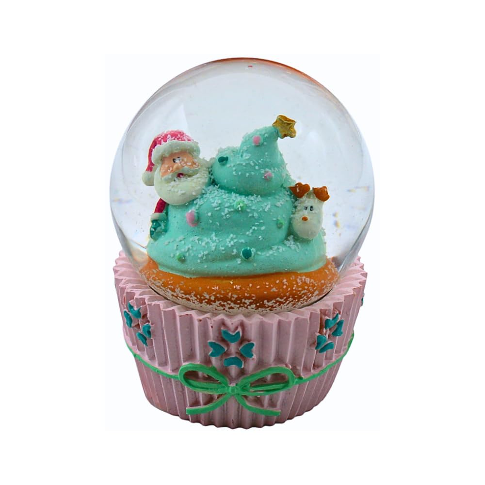 Schüttelkugel, Glaskugel Weihnachten, Weihnachtsmannkugel, Schneekugel als Weihnachtsmann mit Rentie