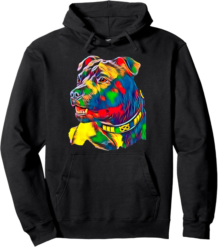 Aquarellkunst amerikanischer Staffordshire Bullterrier Pullover Hoodie