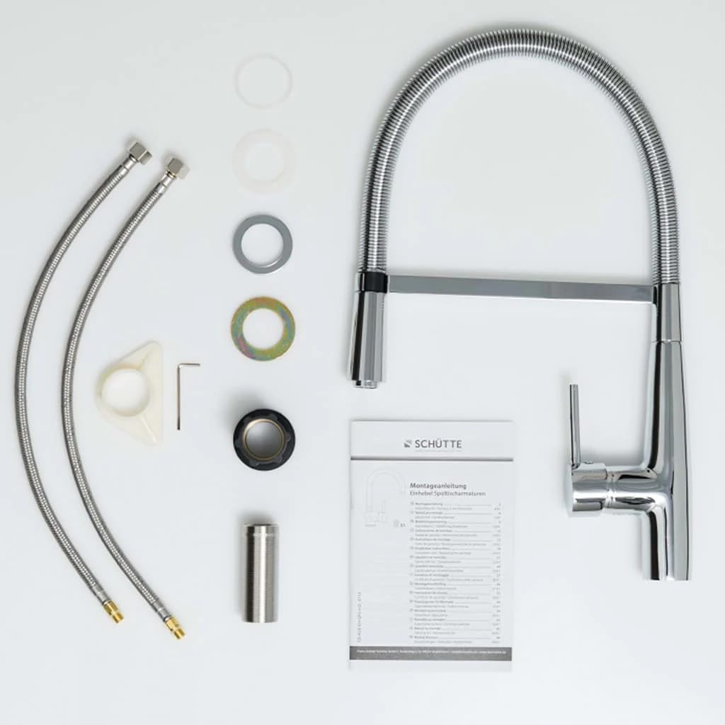 Schütte 79170 NEW YORK Spiralfeder Küchenarmatur mit Brause, 360 Grad schwenkbarer Wasserhahn Küche,
