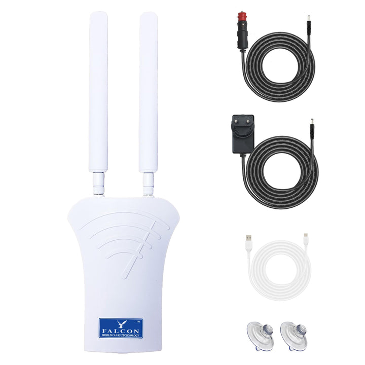 Falcon LTE Router 4G Combo LTE Antenne mit 150Mbit Mobiler WLAN Router und Zubehörpaket für Caravan