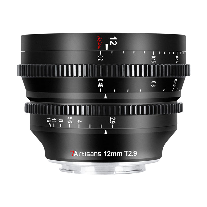 7artisans APS-C Ultra-Weitwinkel-Kinolinse, 12 mm T2.9 grosse Blende, manueller Fixfokus, geringe Ve