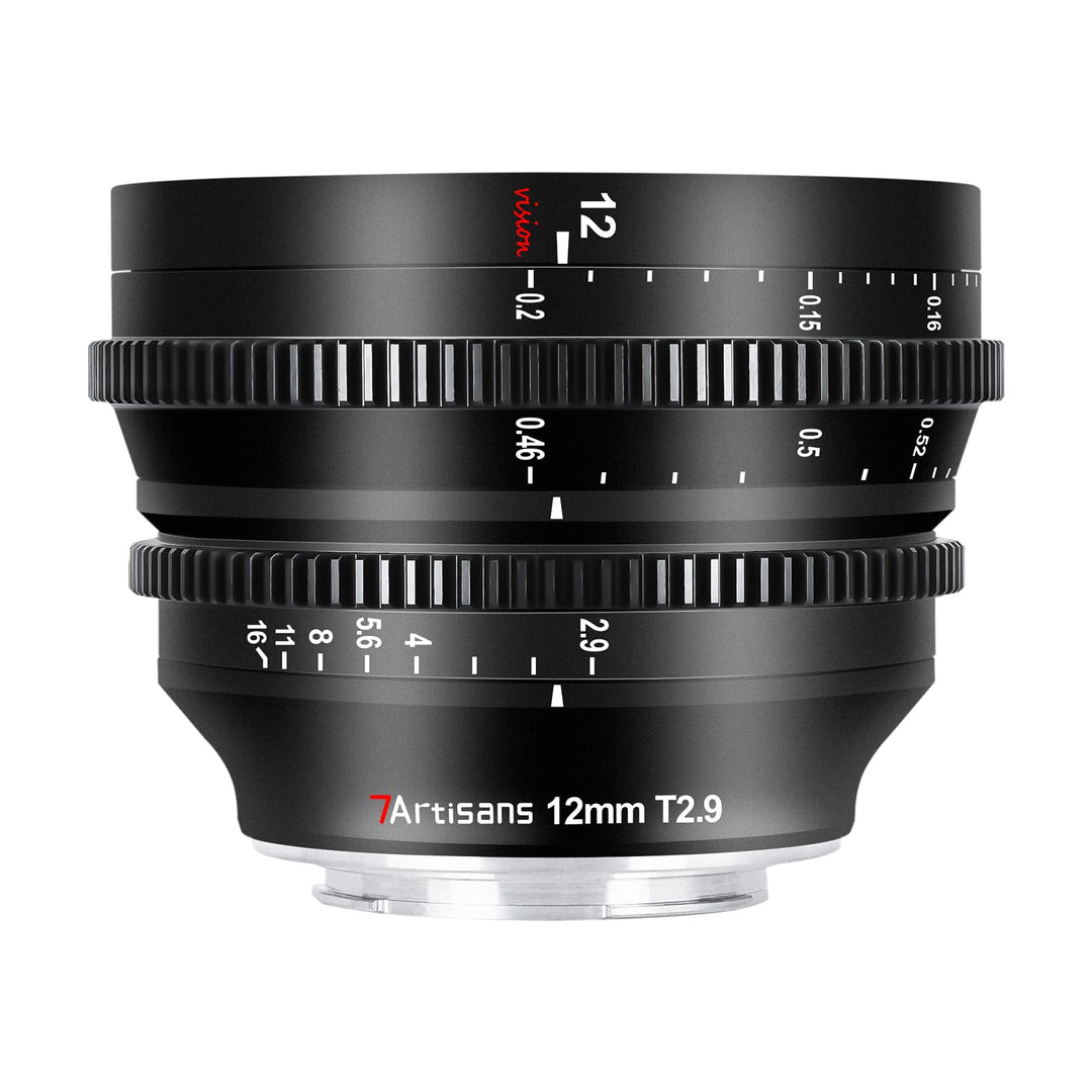 7artisans APS-C Ultra-Weitwinkel-Kinolinse, 12 mm T2.9 grosse Blende, manueller Fixfokus, geringe Ve