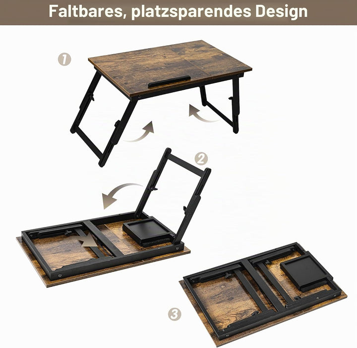 VASMIA Laptoptisch für Bett und Couch, Klapptisch, Frühstück Serviertablett mit klappbaren Beinen, h