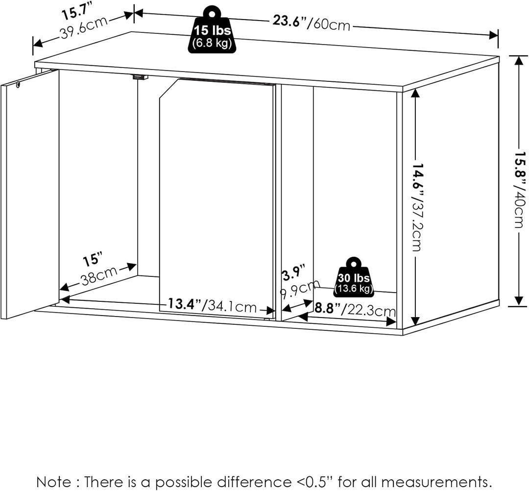 Furinno Peli Small Litter Box Enclosure, French Oak Grey French Oak Grey S, French Oak Grey S