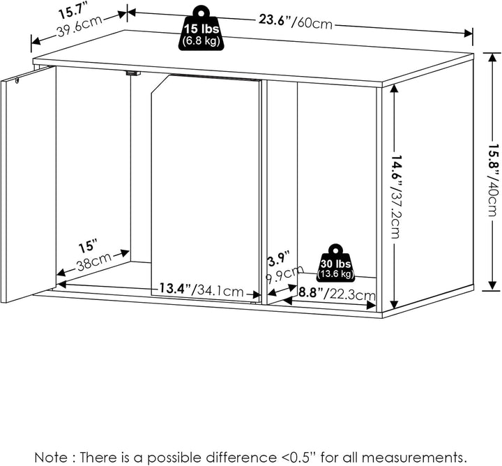 Furinno Peli Small Litter Box Enclosure, French Oak Grey French Oak Grey S, French Oak Grey S