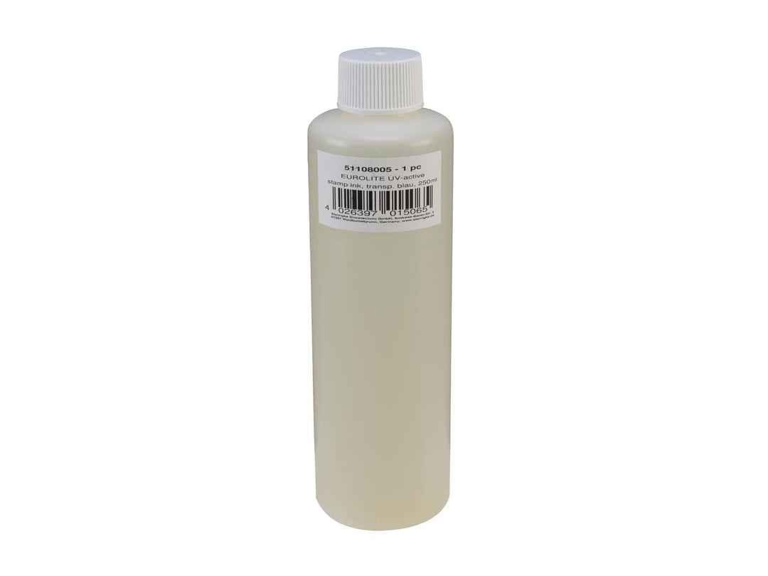 EUROLITE UV-aktive Stempelfarbe, transparent blau, 250ml | UV-aktive Stempelflüssigkeit