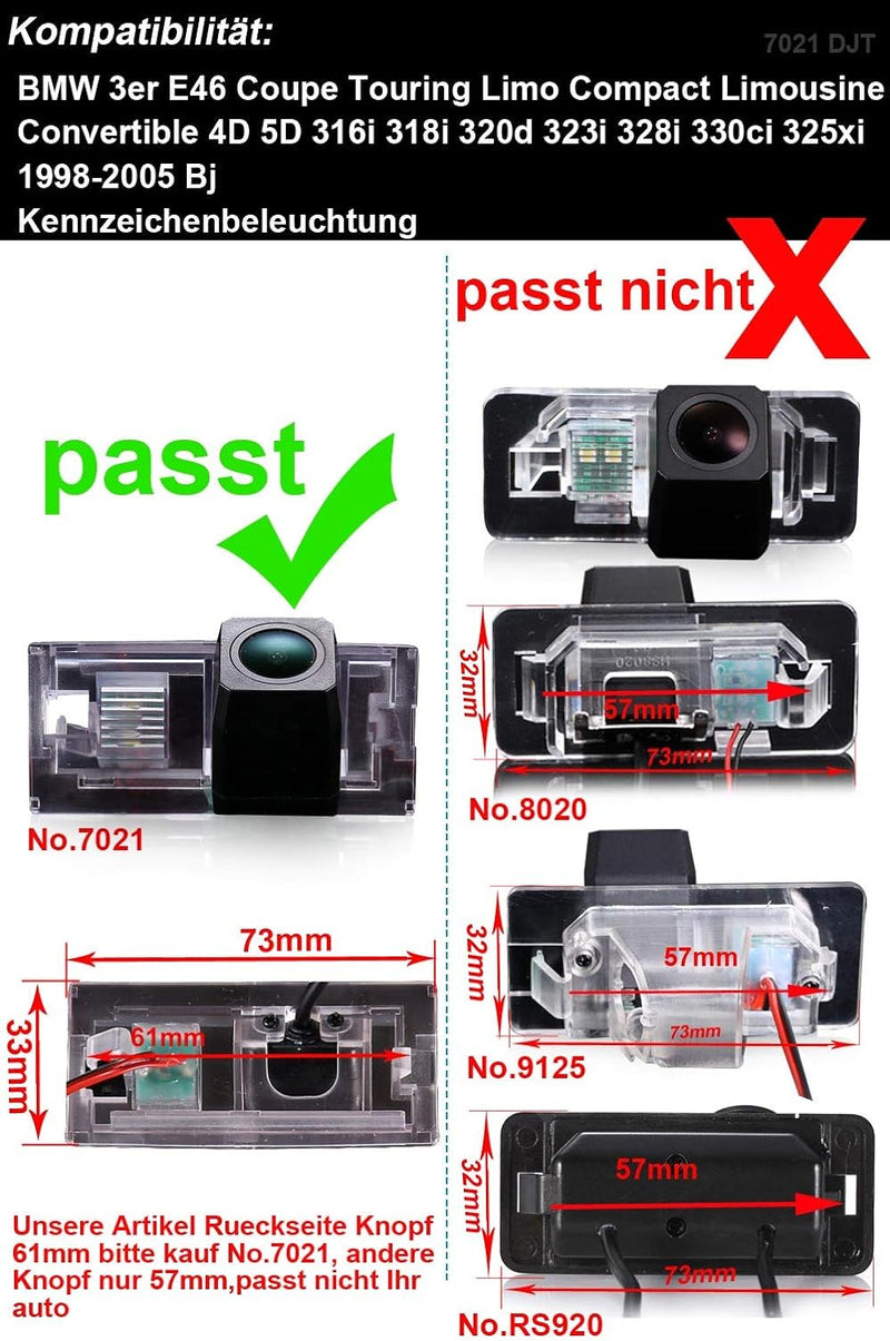 1280*720pixels Auto Rückfahrkamera Kamera Einparkhilfe für BMW E46 E39 E60 E61 E66 E67 E84 E70 E71 E