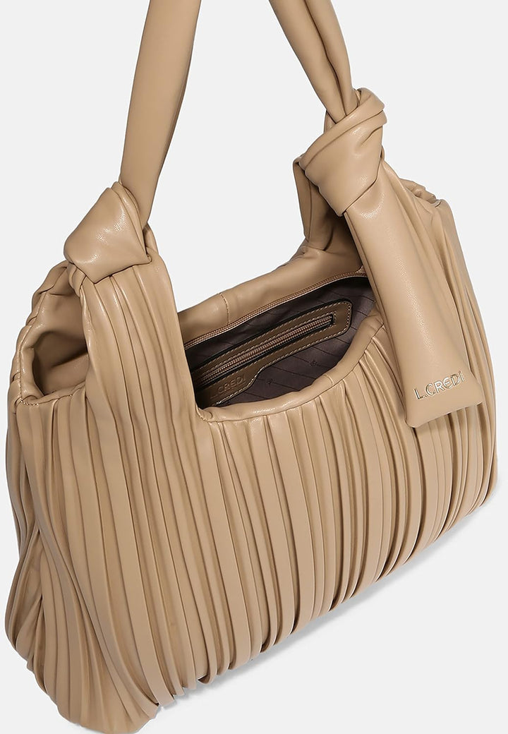 L. CREDI Handtasche Jessie mit Fransen Damen Macadamia, Macadamia
