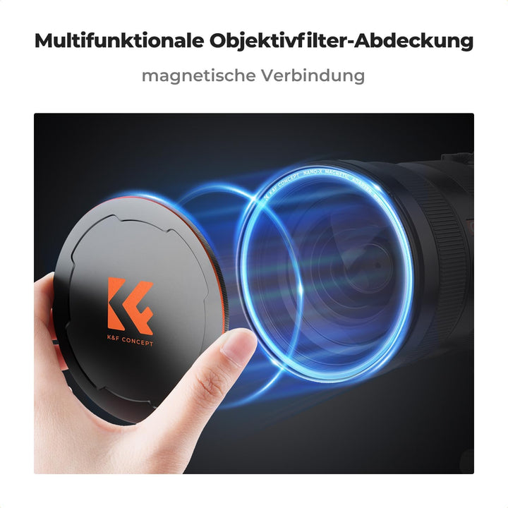 K&F Concept 2-in-1 Magnetic Metall Objektivdeckel mit Gewinde-52mm,Kompatibel mit Objektiven und K&F
