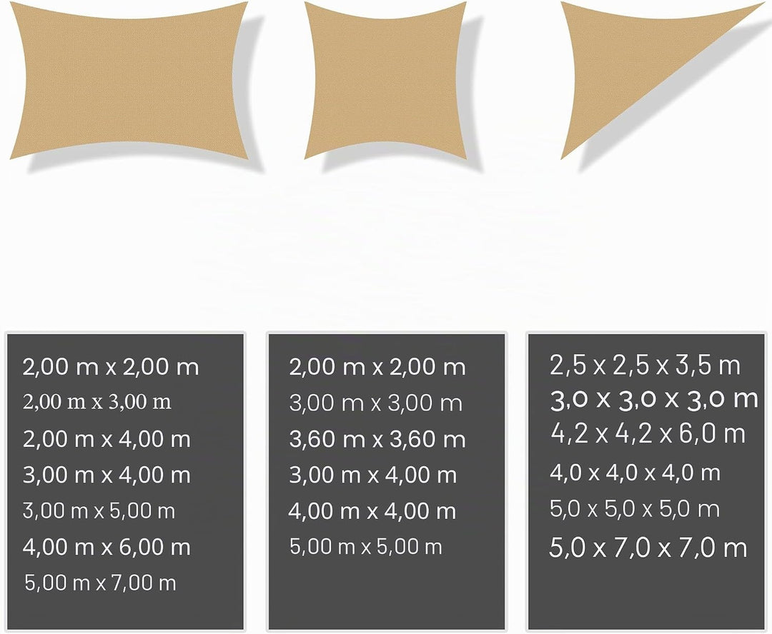 KESSER® Sonnensegel Sonnenschutz Windschutz | wasserabweisend &amp; windabweisend | 5-Fach quer vernäht