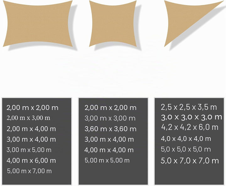 KESSER® Sonnensegel Sonnenschutz Windschutz | wasserabweisend &amp; windabweisend | 5-Fach quer vernäht