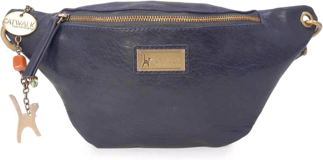 Catwalk Collection Handbags - Damen Mode Hüfttasche - Bauchtasche Mittelgross - Bubble Leder - Gürte