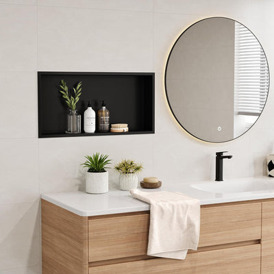 Neodrain Wandnische Edelstahl Duschnische Einzelregal Lagerung für Badezimmer 60 x 30 cm, Schwarz 60