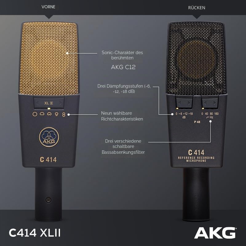 AKG C414 XLII Multipattern Grossmembran Kondensatormikrofon, silber, C414 XLII