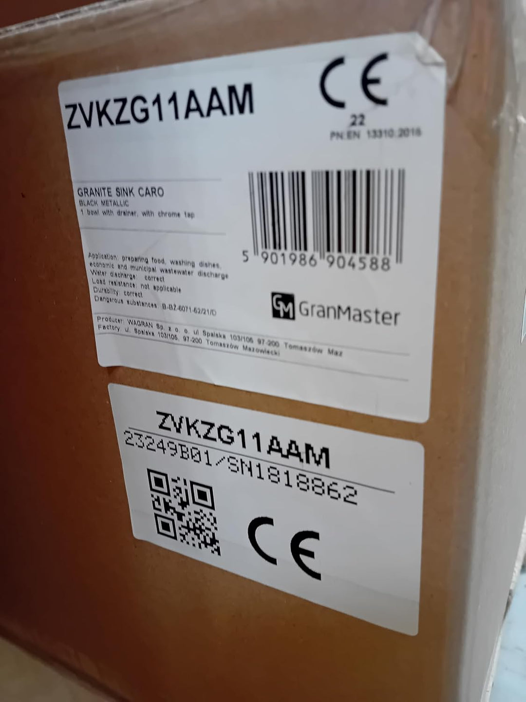 GRANMASTER Caro Granitspüle mit Armatur 1 Becken mit Siphon in 3 Farben - Spülbecken Arbeitsplatte K