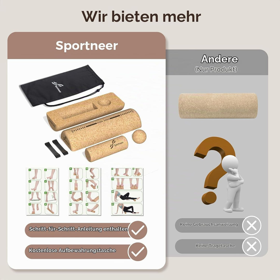 Sportneer Balance Board Set aus Naturkork mit Tasche – Fusstrainer &amp; Gleichgewichtstrainer für Fusss