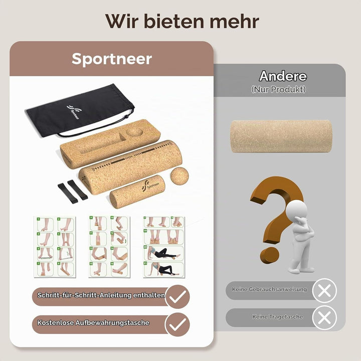 Sportneer Balance Board Set aus Naturkork mit Tasche – Fusstrainer &amp; Gleichgewichtstrainer für Fusss