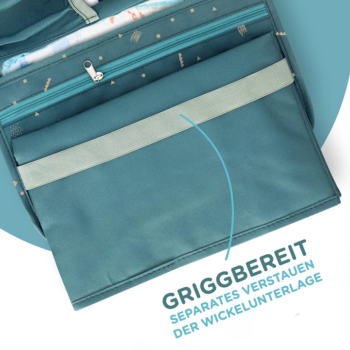 Jubi® Baby Windeltasche mit Wickelunterlage für unterwegs mit extra viel Platz - Kleine Wickeltasche