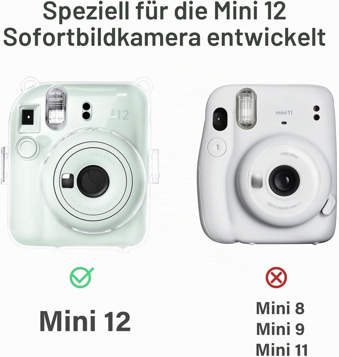 Rieibi Tasche für Fuji Instax Mini 12, Polaroid Hülle für Fujifilm Instax Mini 12 Sofortbildkamera,