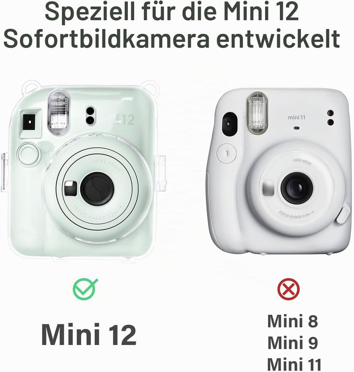 Rieibi Tasche für Fuji Instax Mini 12, Polaroid Hülle für Fujifilm Instax Mini 12 Sofortbildkamera,