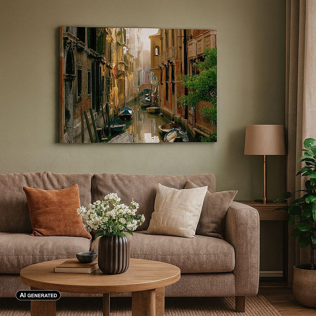 Bilder auf Leinwand Venedig Brücke Wasser Haus Leinwandbild 70x50cm Wandbilder Dekoration Wohnzimmer