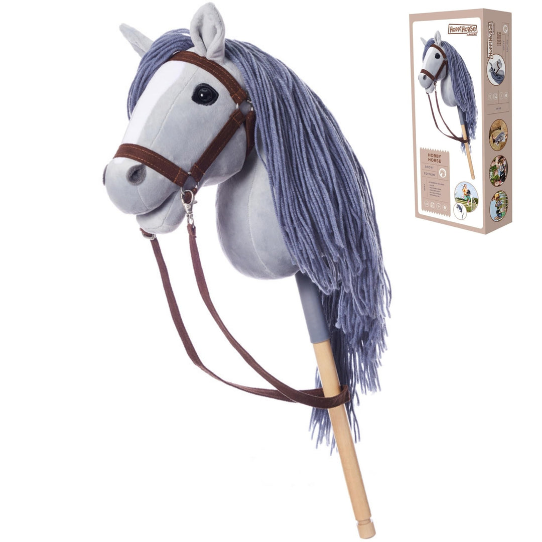HOPPIHORSE Steckenpferd mit Trense - A3 - Hobby Horse mit Zügeln, Schultergurt, Schweif - hochwertig