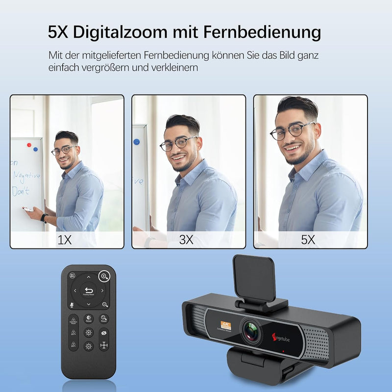 Angetube 4K Weitwinkel Webcam HD 8MP Sensor Webkamera mit Mikrofon USB-Kamera für PC-Mac-Konferenzen