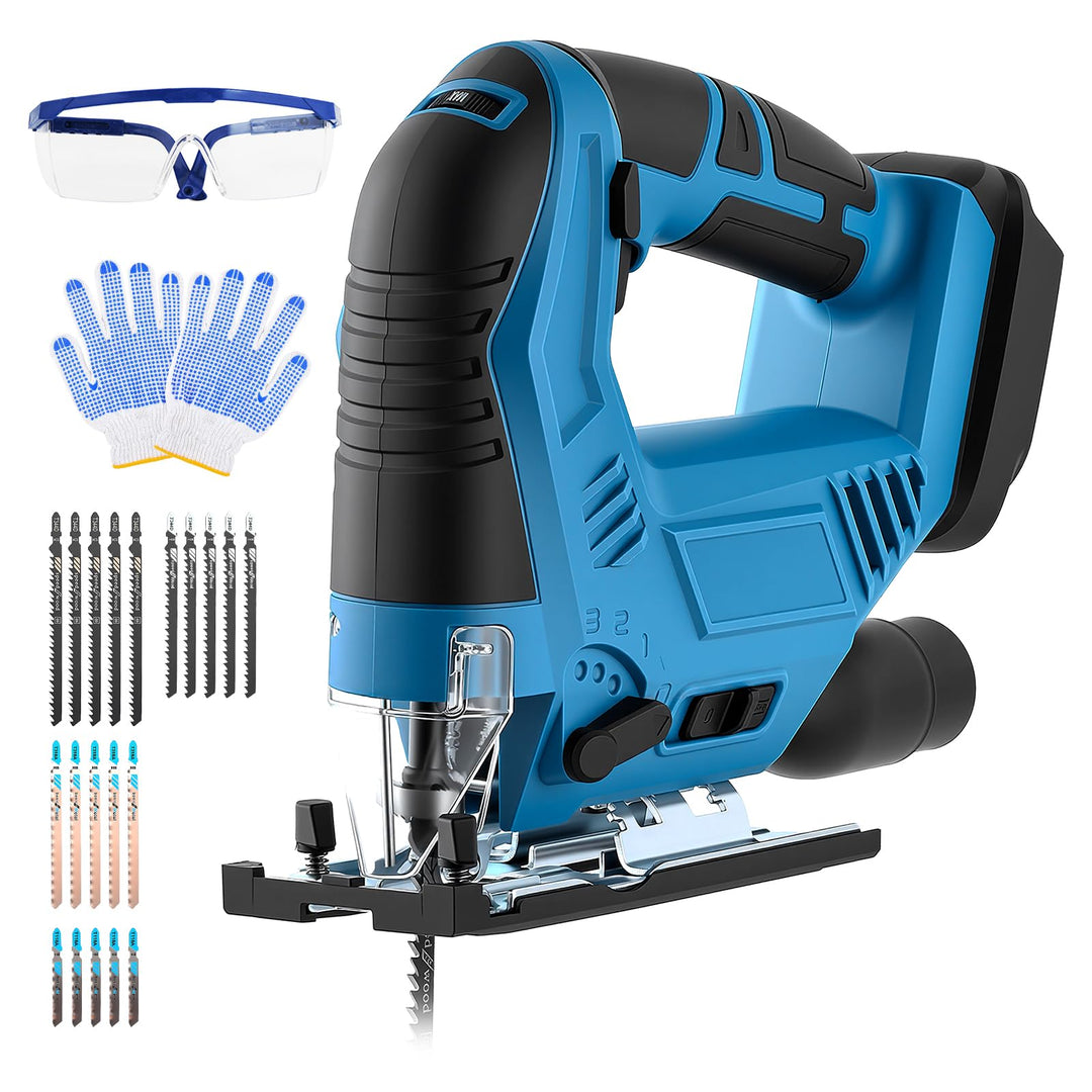 Akku Stichsäge Kompatibel mit Makita 18V Akkus, Pendelhubstichsäge mit 20 Stichsägeblatt, 7 Geschwin