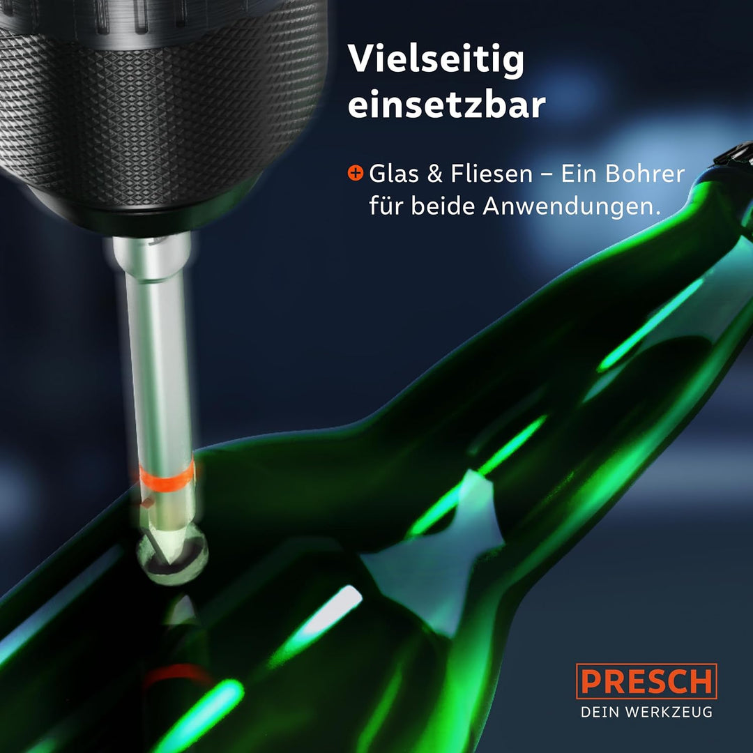 Presch Fliesenbohrer 10mm | Feinsteinzeug Bohrer für Keramik, harte Fliesen, Porzellan und Glas | Pr