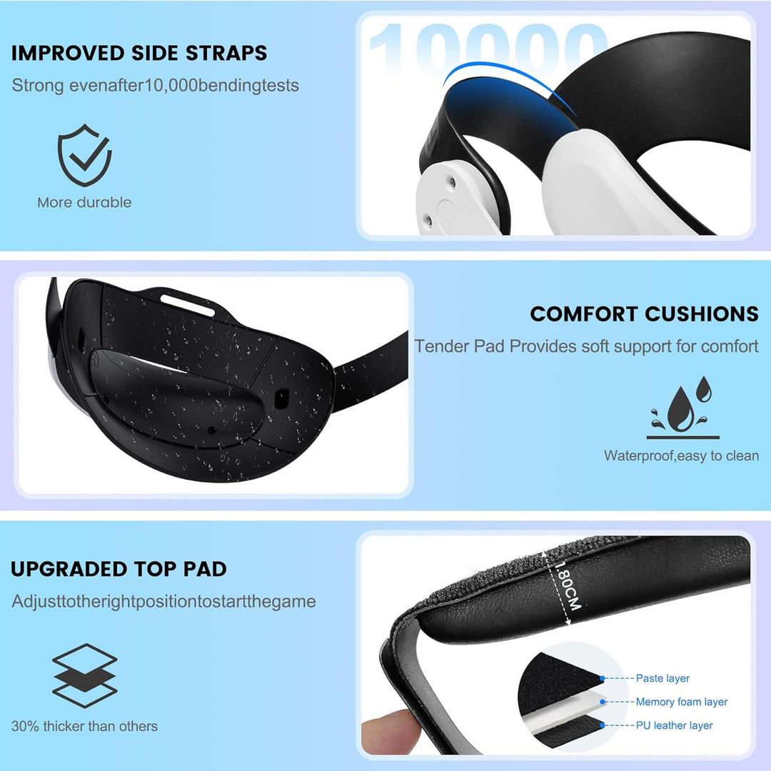 Headstrap für Meta Quest 3S/Quest 3/Quest 2, verstellbares Ersatz-Kopfband für Elite-Kopfband, VR-He