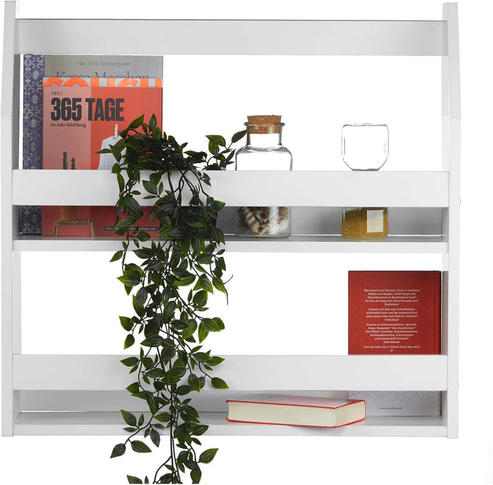 Homestyle4u 1996, Wandregal Weiss, Hängeregal Küchenregal Bücherregal Regal Holz