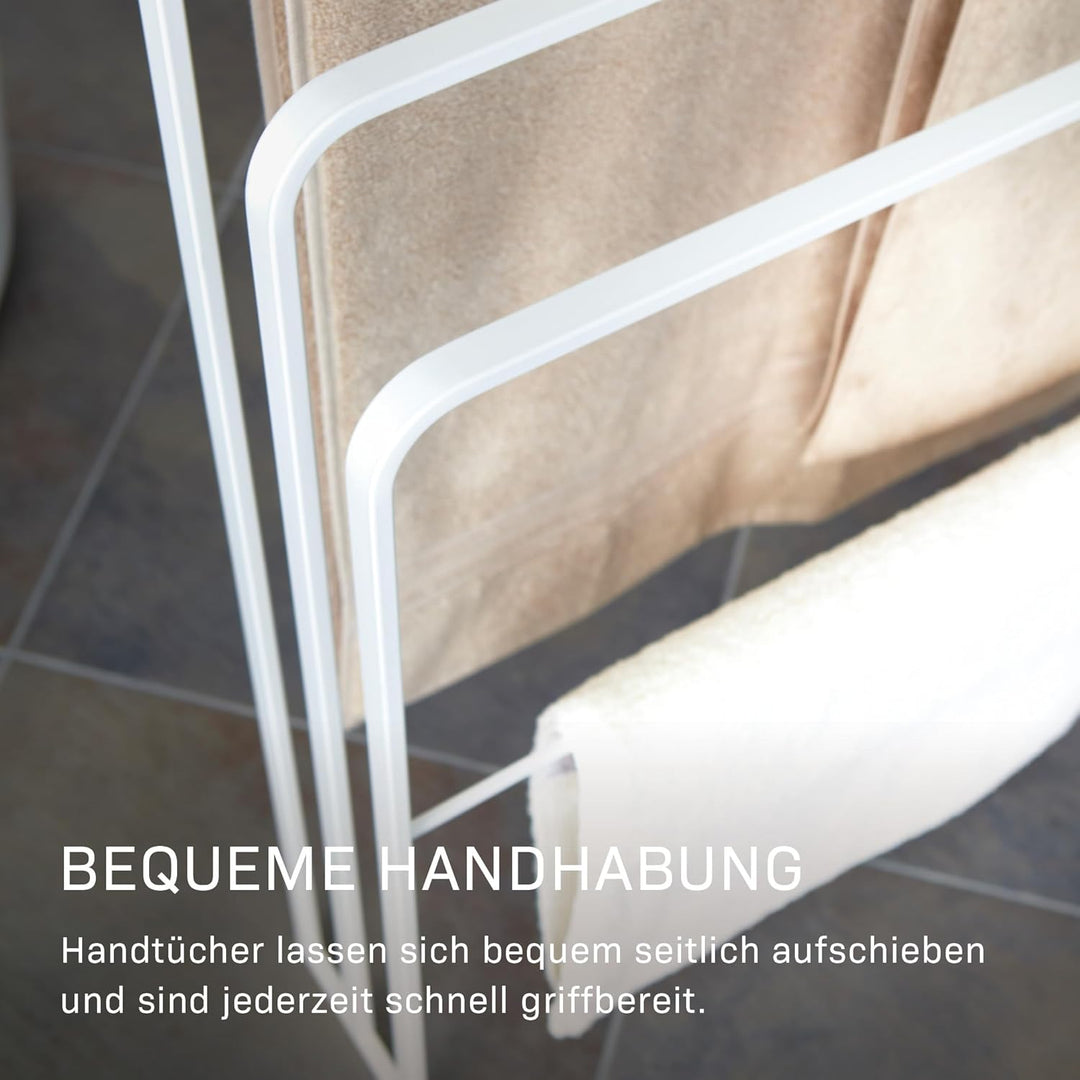 Yamazaki 4979 Tower Handtuchhalter mit 3 Ebenen, weiss, Stahl, Minimalistisches Design, Weiss