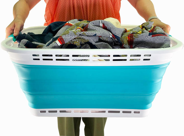 SAMMART 42L zusammenklappbarer Wäschekorb aus Kunststoff – faltbarer Pop-Up-Aufbewahrungsbehälter/Or