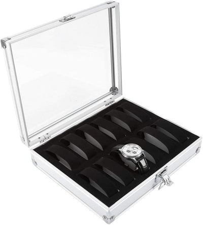 Sutinna Aluminium-Uhrenbox, multifunktionale Schmuckschatulle Uhren-Aufbewahrungsbox, Uhrenbox, für