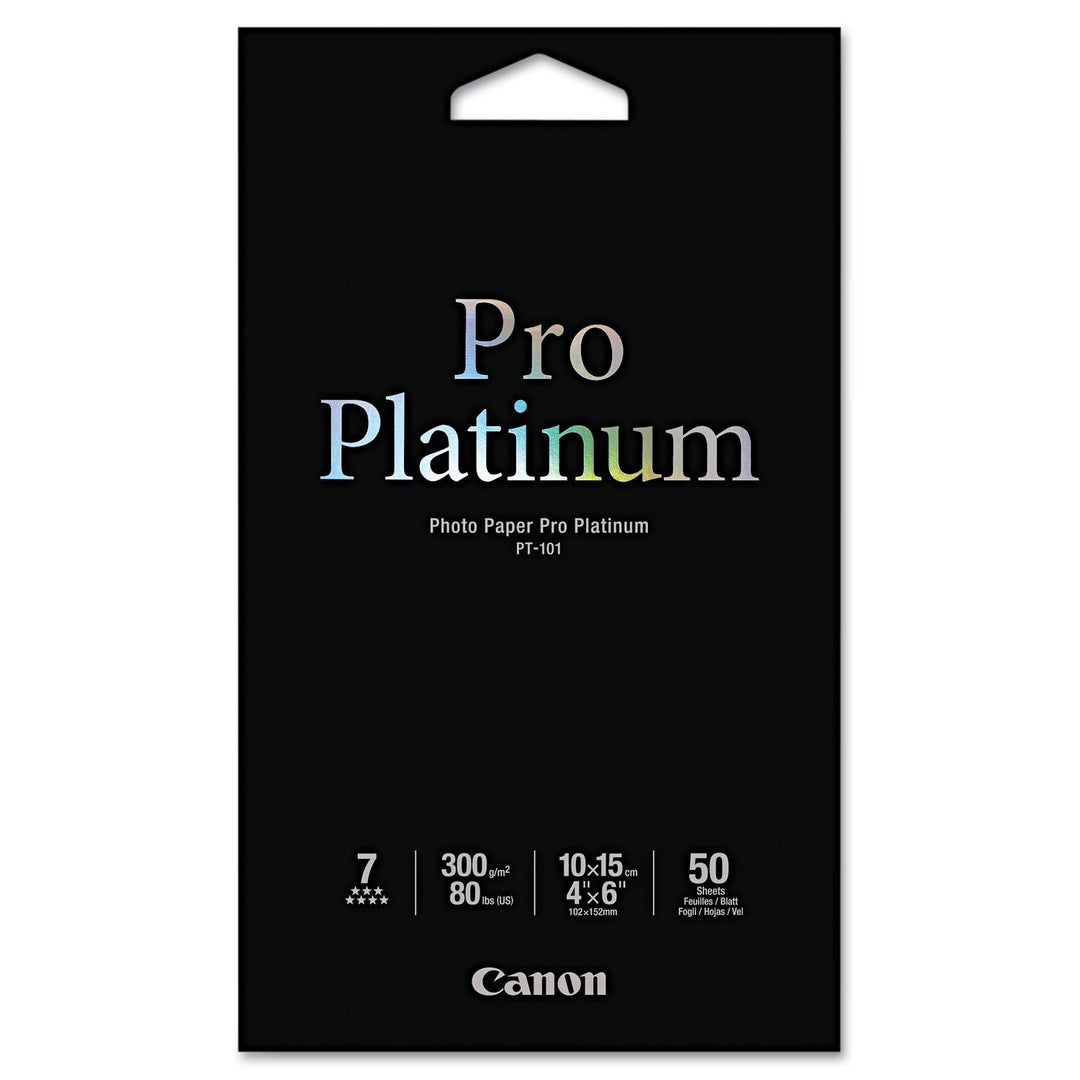 Canon PT-101 Pro Platinum Fotopapier - 10 x 15 cm, 50 Blatt (300 g/qm) für Tintenstrahldrucker 10×15