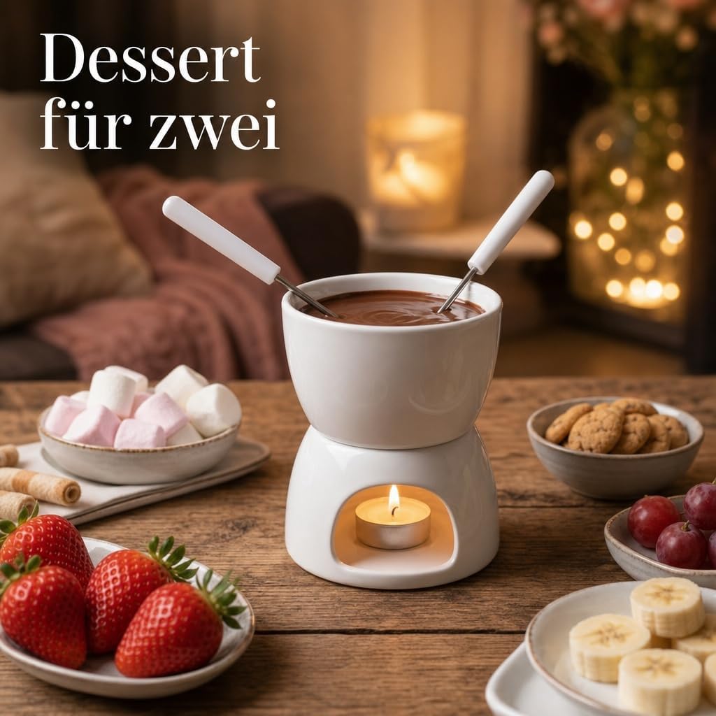 MIJOMA Mini Schoko-Fondue-Set - Entdecken Sie puren Schokoladengenuss - Trendiges &amp; stilvolles Desig