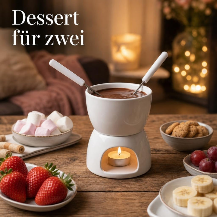 MIJOMA Mini Schoko-Fondue-Set - Entdecken Sie puren Schokoladengenuss - Trendiges &amp; stilvolles Desig