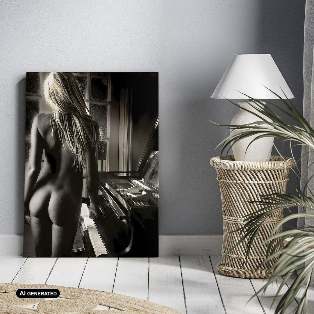 Bilder auf Leinwand 55x100cm Leinwandbild mit Rahmen Frau Nackt Geheimnis Gross Wanddeko Bild Schlaf