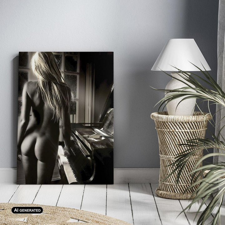 Bilder auf Leinwand 55x100cm Leinwandbild mit Rahmen Frau Nackt Geheimnis Gross Wanddeko Bild Schlaf