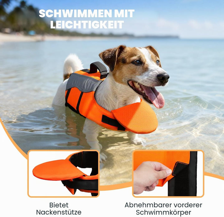 VIVAGLORY Front Float Schwimmweste Hund, Hundeschwimmweste für Bootfahren, Schwimmweste with Kopfstü