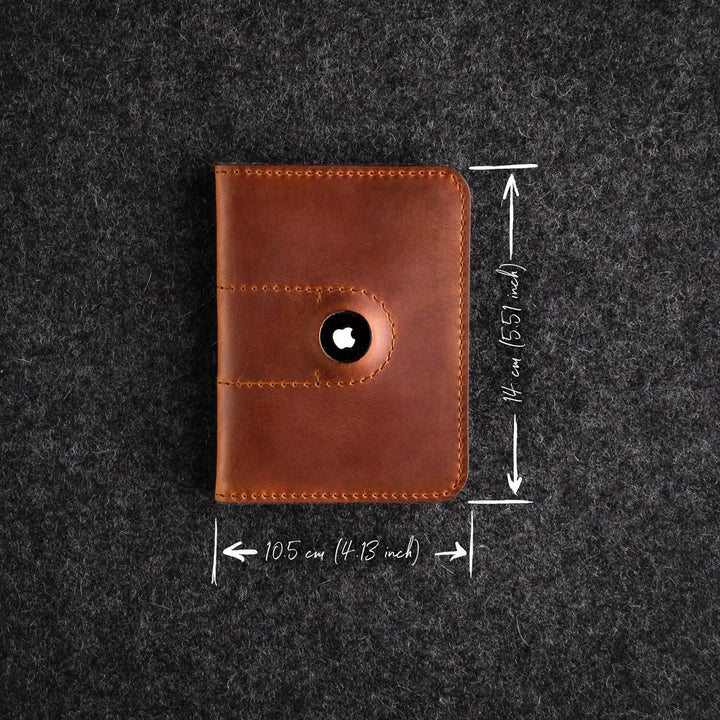Crazy Horse Craft, AirTag Reisepass Geldbörse - Italienisches Leder, Classic Brown, Reisekartenhalte