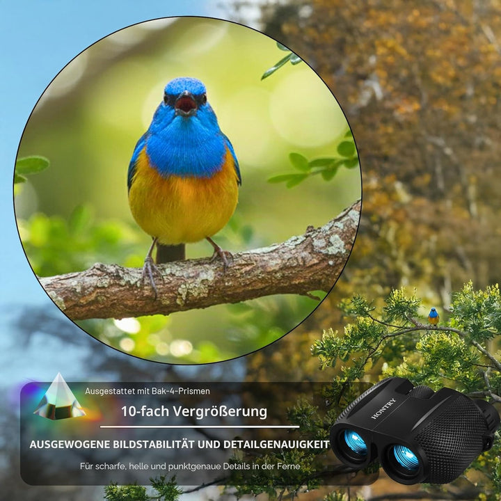 Hontry Fernglas für Erwachsene und Kinder, Kompakt Fernglas 10x25 für Vogelbeobachtung, Theater und