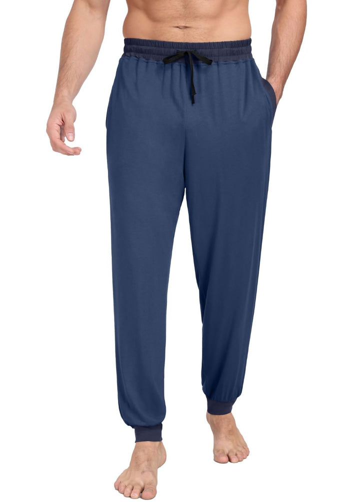 PrinStory Schlafanzughosen Für Herren Lang Pyjamahose Mit Taschen Elastischem Bund Schlafhose Lounge